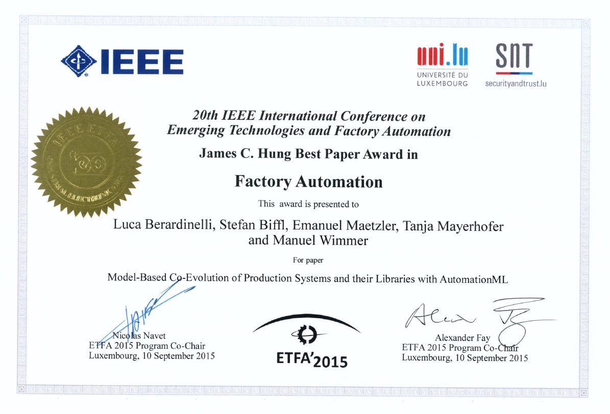 ETFA Best Paper Award